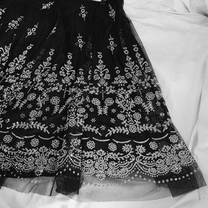 Size 12 Black and silver-beaded BAHARI skirt